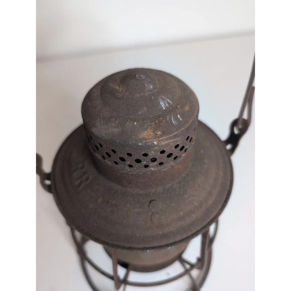 Vintage Railroad Lantern PRR Pennsylvania Railroad Keystone Logo Lid Dressel